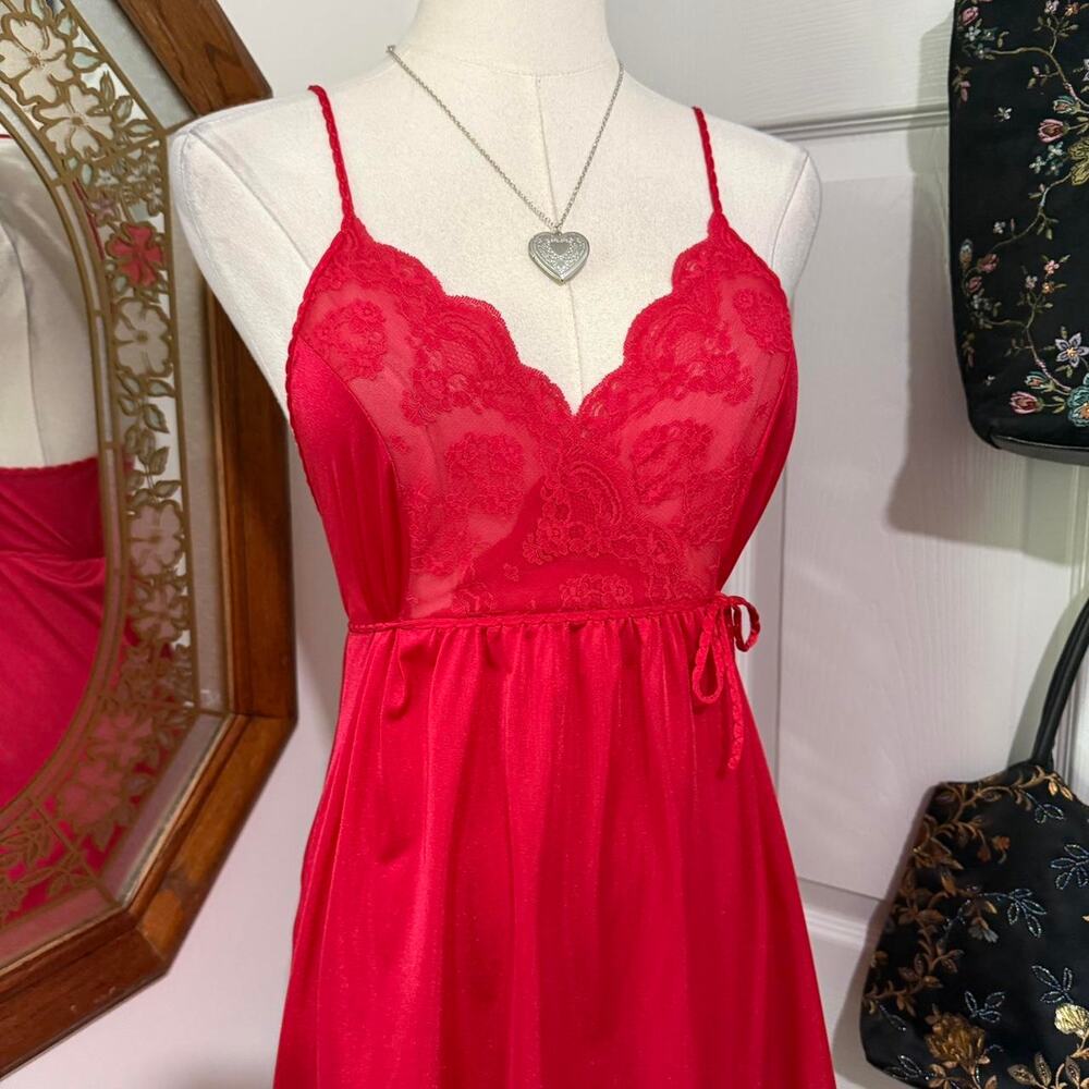 VTG 80s/90s Gilead Rerd Floral Lace Faux Wrap Mini Lingerie Slip Dress S - Picture 2 of 8
